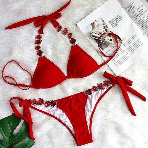 Bikini Jewelled Rhinestones Luxury Diamond Bikini Women Swimwear - Big J's Showstoppin' Store